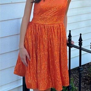 Sparkling Orange Strapless Dress